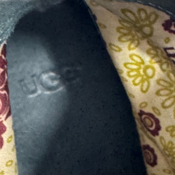 UGG Black Leather "Taryn" Wooden Wedge Mid Calf Boots, Size 7 - Picture 12 of 13